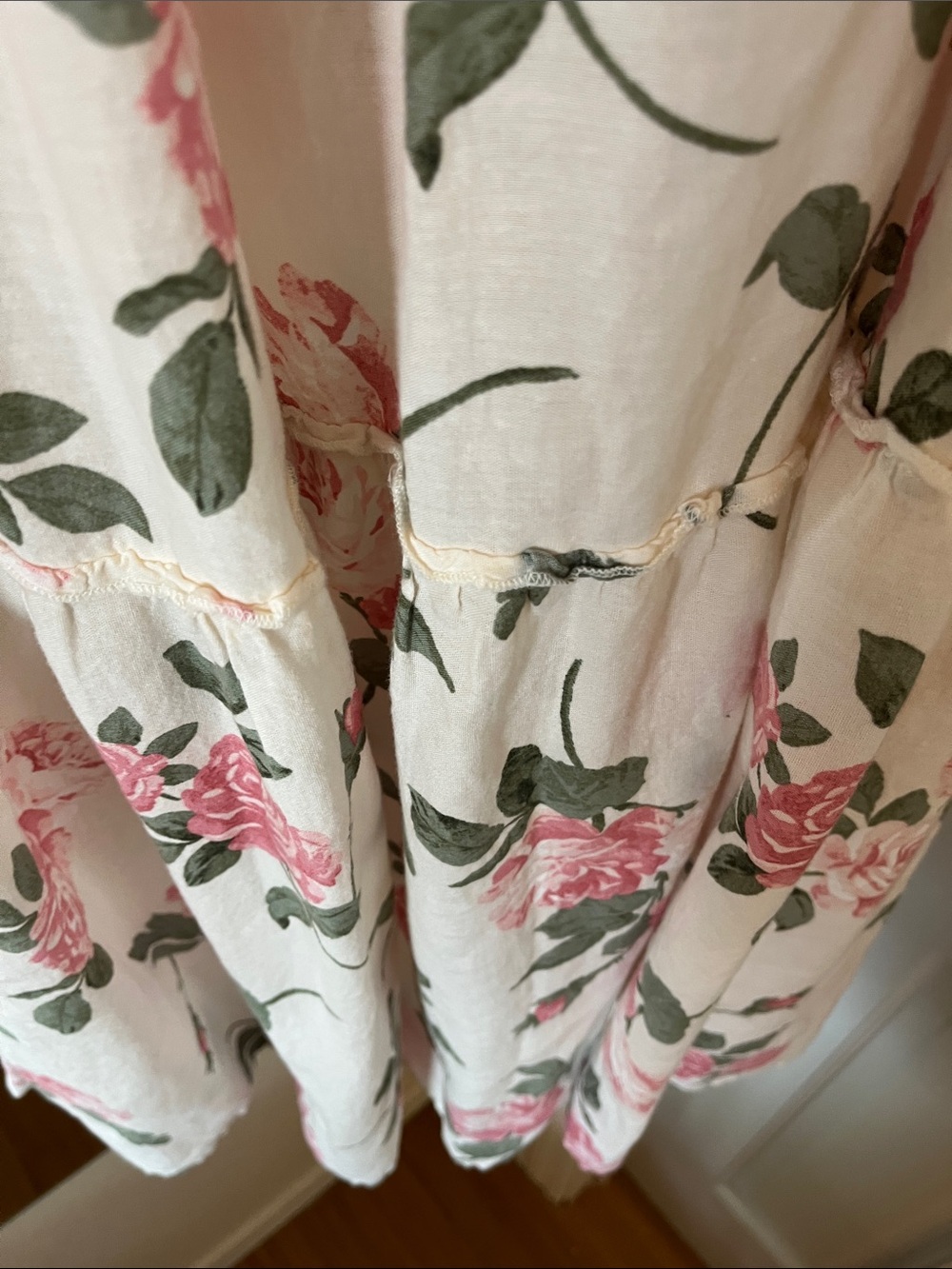 Old Navy Cream Midi Dress with Pink Rose Print - Picture 7 of 13